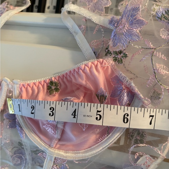 ROMWE Pink Floral Sheer Bralette - Picture 15 of 16